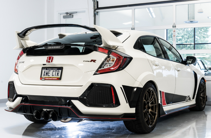 Honda Civic Type R Performance Exhaust - AWE Tuning - Cat Back, Touring Edition, Triple Diamond Black Tips, 180 Technology - Diamond Black - `17-`27